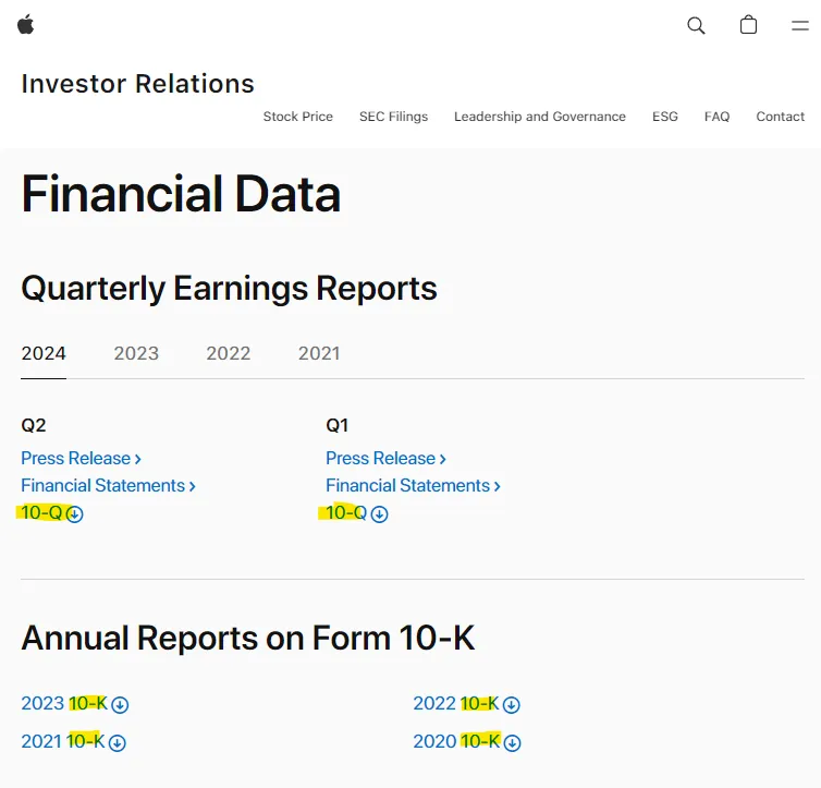 Investor relations de AAPL