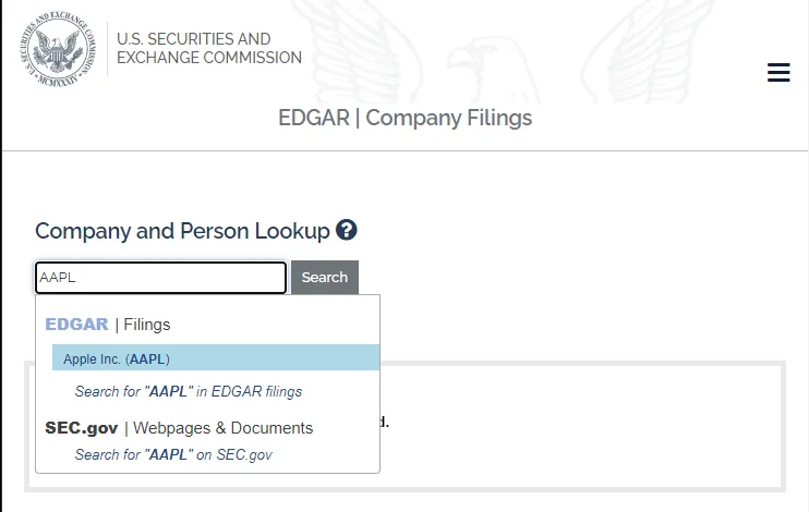 Búsqueda de información de empresas en la SEC 