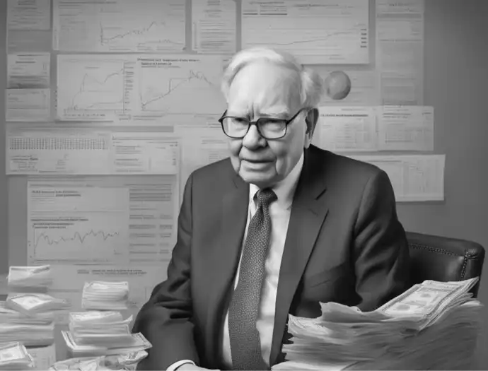 Imagen en blanco y negro de Warren Buffet